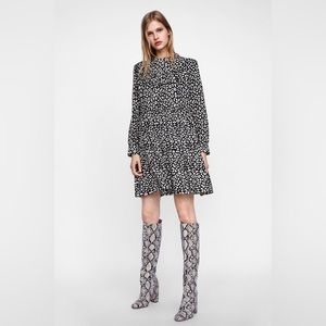Zara ruffled animal print dress Sz Small